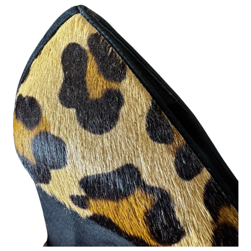 Stuart Weitzman Leopard Calf Hair Peep Toe Wedge Pumps Size 11 M - Picture 7 of 11